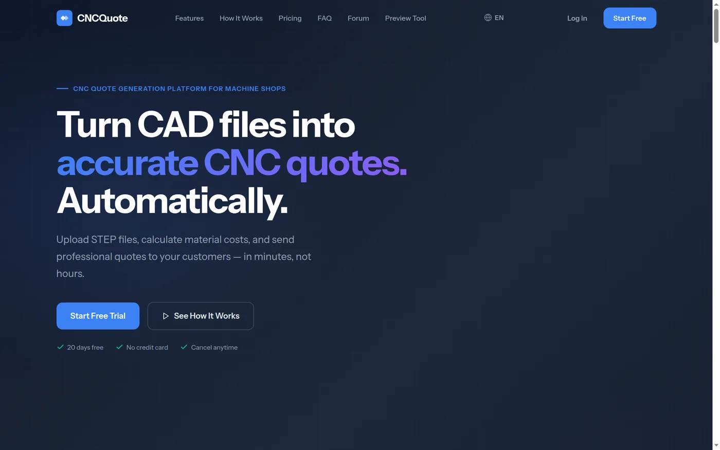 CNCQuote.io — SaaS product site and quoting platform, built by Iskrex